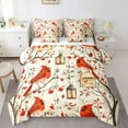 thumbnail image 1 of Manfei Merry Christmas Bedding Comforter Set 7pcs for Kids, Cartoon Robin Bird Queen Bedding Sets, Jungle Branches Leaf Reversible Queen Sheet Sets, Lightweight Room Decor, 1 of 7