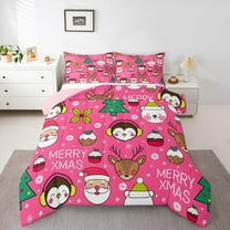 Manfei Merry Christmas Bedding Comforter Set,Cute Santa Claus Twin Comforter Sets,Xmas Dessert Cake Bedding Set For Girls,Ultra Soft Home Decor Reversible,2pcs