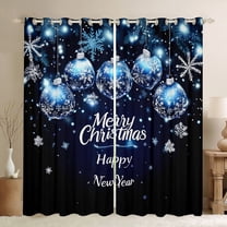 Manfei Merry Christmas Black Out Curtains for Kids, Cartoon Xmas Ball Curtains Pack of 2 (42x63 Each), Cartoon Winter Snowflake Bedroom Curtains, Curtains and Drapes Decor