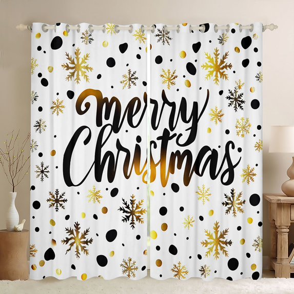 Manfei Merry Christmas Black Out Curtains for Teensfemale Men,Gradient Xmas Snowflake Curtains Pack of 2 (42x63 Each),Polka Dots Bedroom Curtains,Breathable Home Decor