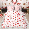 thumbnail image 1 of Manfei Merry Christmas Child 7-Piece Bedding Comforter Set, White Red Cartoon Ribbon King Bedding Sets, Xmas Tree Snowflake Reversible Bed Sheets, Luxury Bedroom Decor, 1 of 8