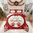 thumbnail image 1 of Manfei Merry Christmas Child Bedding Comforter Set, Kawaii Cat Paw Print Twin Comforter Sets, Cartoon Bowknot Snowflake Reversible Bedding Set, Super Cozy Room Decor, 2-Piece, 1 of 8