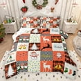 thumbnail image 1 of Homewish Merry Christmas Child Bedding Comforter Set, Magic Reindeer Snowman Twin Comforter Sets, Cartoon Orange Patchwork Reversible Bedding Set, Ultra Soft Bedroom Decor, 2-Piece, 1 of 8