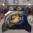 thumbnail image 1 of Manfei Merry Christmas Full Size Comforter Sets,Gold Glitter Print Bedding Comforter Set,Oil Painting Artistic Bedding Sets For Boy Girl,Luxury Bedroom Decor Reversible,3pcs, 1 of 8