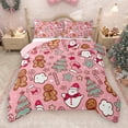 thumbnail image 1 of Manfei Merry Christmas Full Size Comforter Sets,Kawaii Xmas Snowman Bedding Comforter Set,Pink Brown Green Bedding Sets For Girls Boys,Ultra Soft Home Decor Reversible,3pcs, 1 of 9