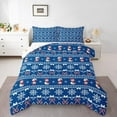 thumbnail image 1 of Manfei Merry Christmas Full Size Comforter Sets,Snowmen Candy Cane Bedding Comforter Set,Blue White Bedding Sets For Kids Girls,Super Cozy Room Decor Reversible,3pcs, 1 of 8