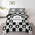 thumbnail image 1 of Manfei Merry Christmas King Size Comforter Sets,Xmas Tree Bedding Comforter Set,White Black Grid Bedding Set For Girls,Microfiber Bedroom Decor Reversible,3pcs, 1 of 8