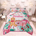 thumbnail image 1 of Manfei Merry Christmas Queen Comforter Set for Kids Girls, Kawaii Gingerbread Gifts Bedding Sets, Xmas Tree Sled Coffee Bedding Comforter Set, Lightweight Room Decor, Reversible 3-Piece, 1 of 8