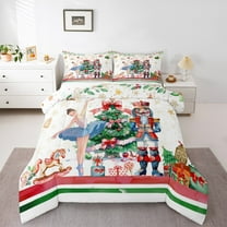 Manfei Merry Christmas Tree Bedding Comforter Set,Nutcracker Soldier Twin Comforter Sets,Chic Ballarina Girl Bedding Set For Child,Breathable Home Decor Reversible,2pcs