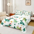 thumbnail image 1 of Manfei 3-Piece Twin Sheet Set with Merry Christmas and Kawaii Green Dinosaur Design, 1 of 7