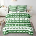 thumbnail image 1 of Manfei Merry Xmas 7-Piece Bedding Comforter Set,Retro Geometric Floral King Bedding Sets,Green White Bed Sheets For Kids,Ultra Soft Home Decor Reversible, 1 of 8