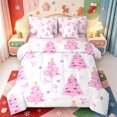 thumbnail image 1 of Manfei Merry Xmas 7 Pieces Full Size Bedding Sets,Cute Christmas Santa Hat Full Size Bed in a Bag,Pink Reversible, 1 of 7