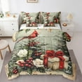 thumbnail image 1 of Manfei Merry Xmas 7pcs Bedding Comforter Set,Christmas Cardinals Queen Bedding Sets,Red Berry Queen Sheet Sets For Men Women,Luxury Bedroom Decor Reversible, 1 of 8