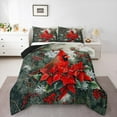 thumbnail image 1 of Manfei Merry Xmas Queen Comforter Set,Christmas Cardinals Bedding Sets,Red Berry Bedding Comforter Set For Men Women,Luxury Bedroom Decor Reversible,3pcs, 1 of 8