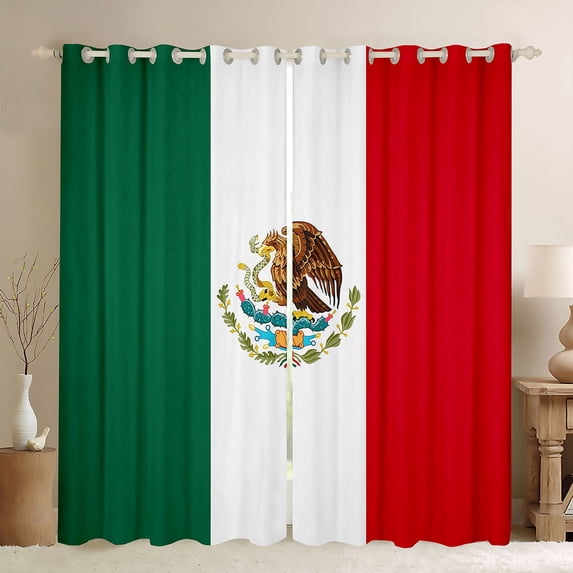Manfei Mexico Flag Blackout Curtains Set of 2 (52x84 Each),Cultural Pride Curtain,Green White Red