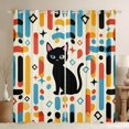 thumbnail image 1 of Manfei Mid Century Black Cat Blackout Curtains, Boho Rectangle Window Curtains Pack of 2 (38x45 Each), Cream Red Blue, 1 of 6