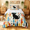 thumbnail image 1 of Manfei Mid Century Black Cat Twin Comforter Sets, Boho Rectangle Bedding Set, Cream Red Blue, Stars Reversible, 2 Pieces, 1 Comforter and 1 Pillowcase, 1 of 7