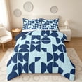 thumbnail image 1 of Manfei Mid-Century Geometric Full Size Comforter Sets, Navy Semicircle Bedding Comforter Set, Navy Light Blue, Navy Reversible 3pcs, 1 Comforter and 2 Pillowcases, 1 of 6