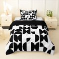 thumbnail image 1 of Manfei Mid-Century Geometric Twin Comforter Sets, Black Semicircle Bedding Set, Black White, Black Reversible 2-Piece, 1 Comforter and 1 Pillowcase, 1 of 6