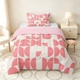 thumbnail image 1 of Manfei Mid-Century Geometric Twin Comforter Sets, Pink Semicircle Bedding Set, Pink Cream, Pink Reversible 2 Pieces, 1 Comforter and 1 Pillowcase, 1 of 6