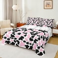 thumbnail image 1 of Manfei Milk Cattle Print Twin Sheet Sets,Rustic Farm Animal Twin Fitted Sheet,Pink White Black Flat Sheet For Teens,Luxury Bedroom Decor,3pcs, 1 of 7