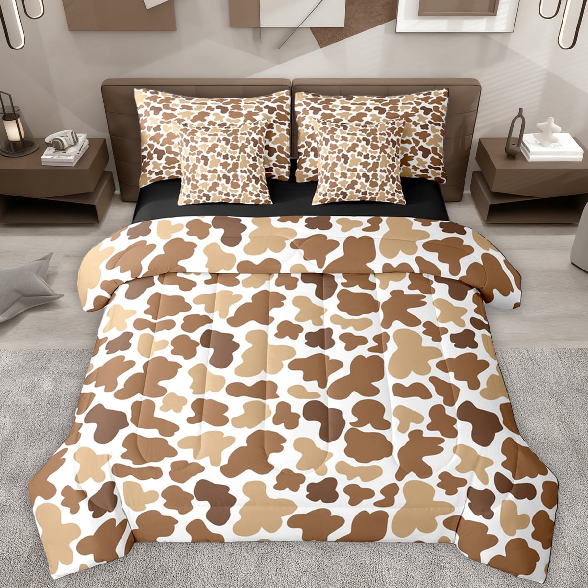 Manfei Milk Cow Print 7-Piece Bedding Comforter Set,Kawaii Cattle ...