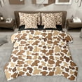 thumbnail image 1 of Manfei Milk Cow Print 7pcs Bedding Comforter Set,Kawaii Cattle Animal Queen Bedding Sets,Brown Beige Queen Sheet Sets For Boys Kids,Super Cozy Room Decor Reversible, 1 of 8
