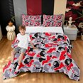 thumbnail image 1 of Manfei Minimalism Camouflage Queen Comforter Set, Graffiti Camo Gorilla Comforter Sets Queen, Gray Red, Gray Reversible, 3-Piece, 1 Comforter and 2 Pillowcases, 1 of 7