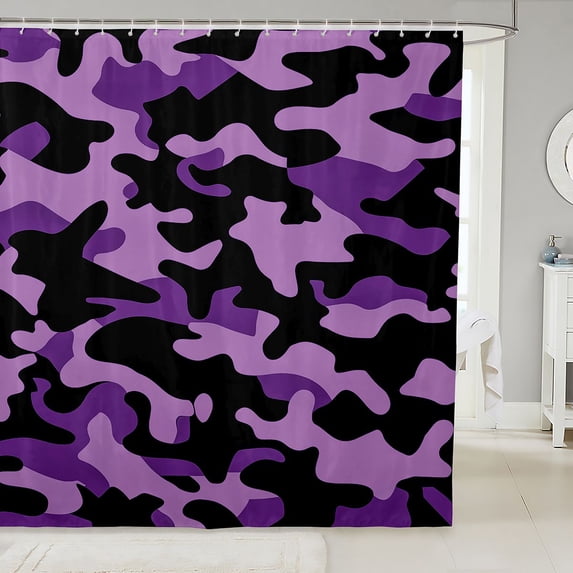 Manfei Minimalism Camouflage Shower Curtain 72Wx72L, Contemporary Art Camo Shower Curtain 72Wx72L, Lavender