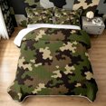 thumbnail image 1 of Manfei Minimalism Camouflage Twin Quilt Set, Mid Century Camo Twin Coverlet Set, Woodland Green, 2pcs, 1 Bedspread and 1 Pillowcase, 1 of 7
