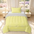 thumbnail image 1 of Manfei Minimalism Check Twin Comforter Sets,Classic Plaid Bedding Set,Yellow White,Light Gray Reversible,2-Piece,1 Comforter and 1 Pillowcase,2-Piece,1 Comforter and 1 Pillowcase, 1 of 7