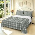 thumbnail image 1 of Manfei Minimalism Checkered Bed Sheets,Geometric Check Full Size Sheets,Gray,4 Pieces,1 Flat Sheet,1 Fitted Sheet and 2 Pillowcases, 1 of 6
