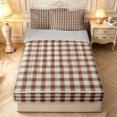 thumbnail image 1 of Manfei Minimalism Checkered Zipper Twin Comforter Sets with Fitted Sheet and 2 Pillowcases,Geometric Check Zipper Bedding Set,Brown White,Light Gray Reversible,4pcs, 1 of 8