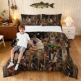 thumbnail image 1 of Manfei Minimalism Duck Camo Full Size Comforter Sets, Cabin Branches Camouflage Bedding Comforter Set, Chocolate Brown, Black Reversible, 3-Piece, 1 Comforter and 2 Pillowcases, 1 of 7