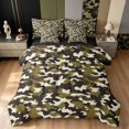 thumbnail image 1 of Manfei Minimalism Mosaic Queen Bedding, Countryside Camouflage Bedding Comforter Set Queen, Woodland Green, Black Reversible, 7pcs, 1 of 6
