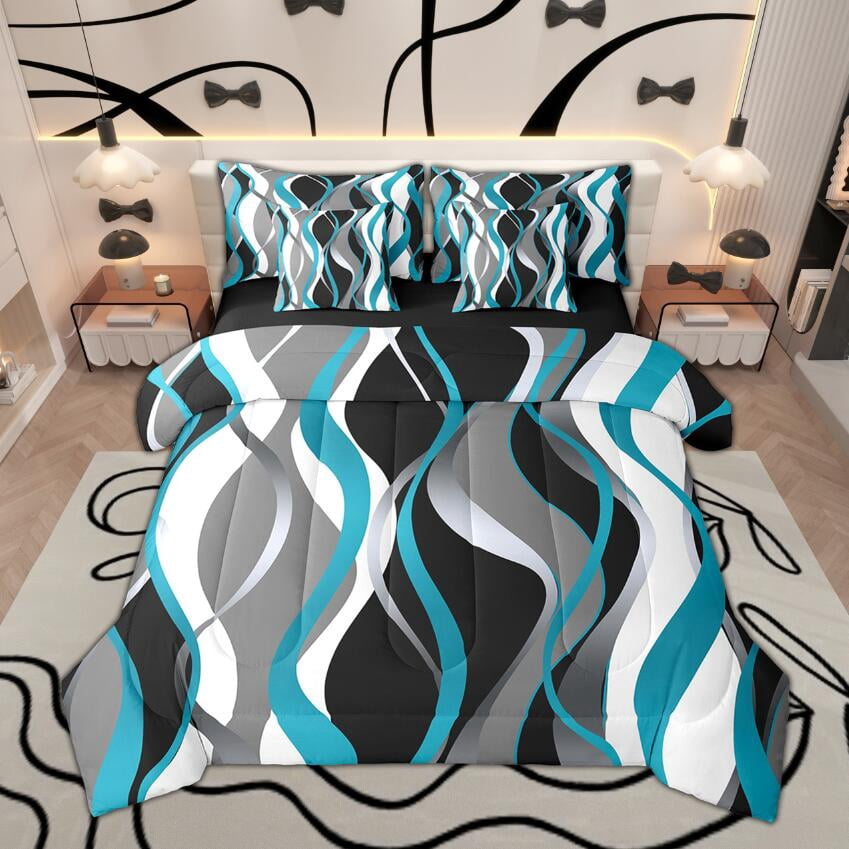 Abstract Sheet Set Manfei Minimalist Abstract Bedding Comforter Set 7pcs, Aesthetic ...