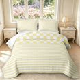 thumbnail image 1 of Manfei Minimalist Check Quilt King,Classic Checkered King Coverlet Set,Yellow White,3pcs,1 Bedspread and 2 Pillowcases, 1 of 7