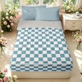 thumbnail image 1 of Manfei Minimalist Check Zipper Full Size Comforter Sets with Fitted Sheet and 2 Pillowcases,Classic Plaid Zipper Bedding Set,Blue White,Light Gray Reversible,4pcs, 1 of 8