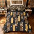 thumbnail image 1 of Manfei Minimalist Cheetah Print King Bedding, Glitter Stars Print King Bed in a Bag, Black Brown, Black Reversible, 7 Pieces, 1 of 6