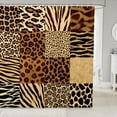 thumbnail image 1 of Manfei Minimalist Cheetah Print Shower Curtain 72Wx72L, Old Fashion Patchwork Bathroom Curtain, Tan Peach, 1 of 5
