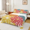 thumbnail image 1 of Manfei Minimalist Dahlia Bed Sheets Queen,Flower Leaves Bedding Queen Size,White Yellow Red Sheet Set Queen,Lightweight Room Decorative,4-Piece, 1 of 7