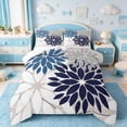 thumbnail image 1 of Manfei Minimalist Dahlia Comforter Sets Queen Size,Flower Leaves Comforters & Duvets,White Gray Blue Bedding Queen Comforter Set,Lightweight Room Decorative,3-Piece, 1 of 8
