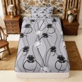 thumbnail image 1 of Manfei Minimalist Floral Stripes Twin Fitted Sheet 2 Pieces,Abstract Botanical Geometric Bedding,1 Fitted Sheet and 1 Pillowcase, 1 of 4