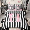 thumbnail image 1 of Manfei Minimalist Geometric Lines 7-Piece Twin Bedding,Initial Alphabet Bedding Comforter Set,Pink Reversible, 1 of 7