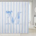 thumbnail image 1 of Manfei Minimalist Geometric Lines Shower Curtain 72Wx72L,Blue Alphabet Letters M Bathroom Curtain, 1 of 5