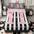thumbnail image 1 of Manfei Minimalist Geometric Lines Zipper Twin Comforter Sets with Fitted Sheet and 2 Pillowcases,Initial Alphabet Zipper Bedding Set,Pink Reversible,4-Piece, 1 of 7