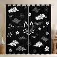 thumbnail image 1 of Manfei Minimalist Kitsune Black Out Curtains for Girls Women, Cherry Cloud Curtains Pack of 2 (42x63 Each), Black White, 1 of 6