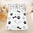 thumbnail image 1 of Manfei Minimalist Kitten Paw Fitted Sheet Full, Dog Bone Bed Set, White Gray, 3-Piece, 1 Fitted Sheet and 2 Pillowcases, 1 of 6