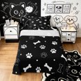thumbnail image 1 of Manfei Minimalist Paw Twin Sheets, Dog Bone Silhouette Bedding, Black White, 3 Pieces, 1 Flat Sheet, 1 Fitted Sheet and 1 Pillowcase, 1 of 6