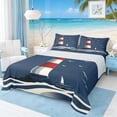 thumbnail image 1 of Manfei Minimalist Red White Lighthouse Wave Sailboat Queen Sheet Sets for Kids Boys and Girls, Nautical Print Bed Set 4pcs, 1 Flat Sheet, 1 Fitted Sheet and 2 Pillowcases, 1 of 6